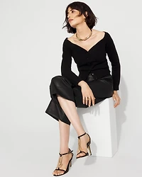 Off-The-Shoulder Button-Front Cardigan
