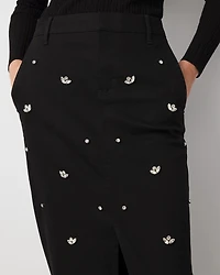 Embellished Denim Maxi Skirt