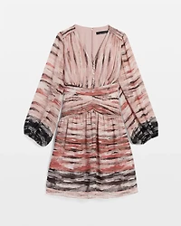V-Neck Printed Mini Dress