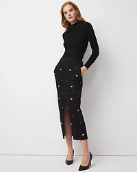 Embellished Denim Maxi Skirt