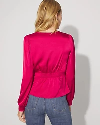 Ruched Front Satin Blouse