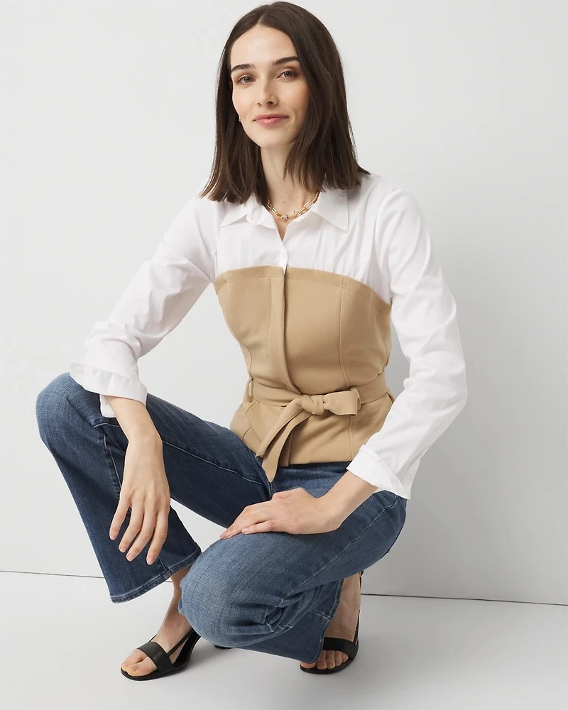 Crepe Bustier + Poplin Shirt