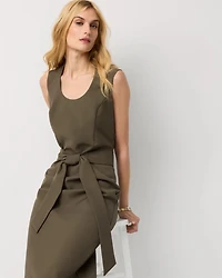 Petite Sleeveless Belted Sheath Dress