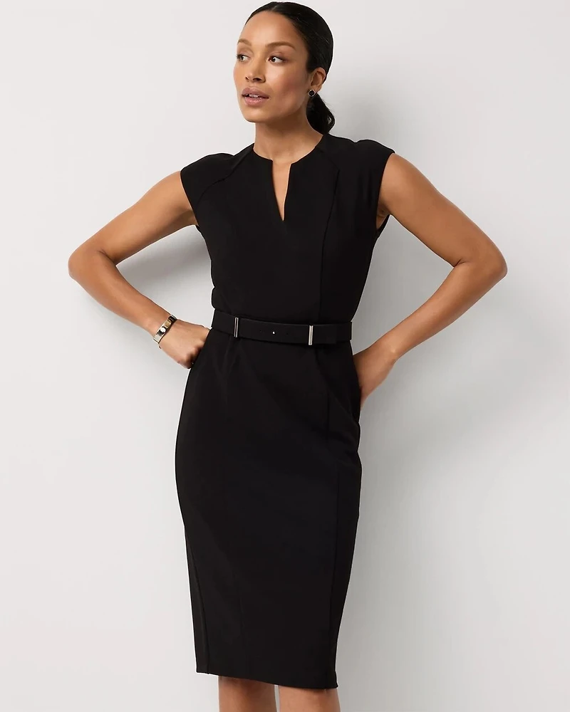 Petite Knit Crepe Sheath Dress