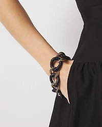 Black Raffia + Crystal Link Bracelet