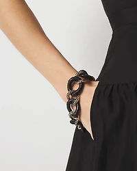 Black Raffia + Crystal Link Bracelet