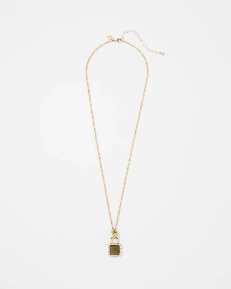 Jade Padlock Charm Necklace