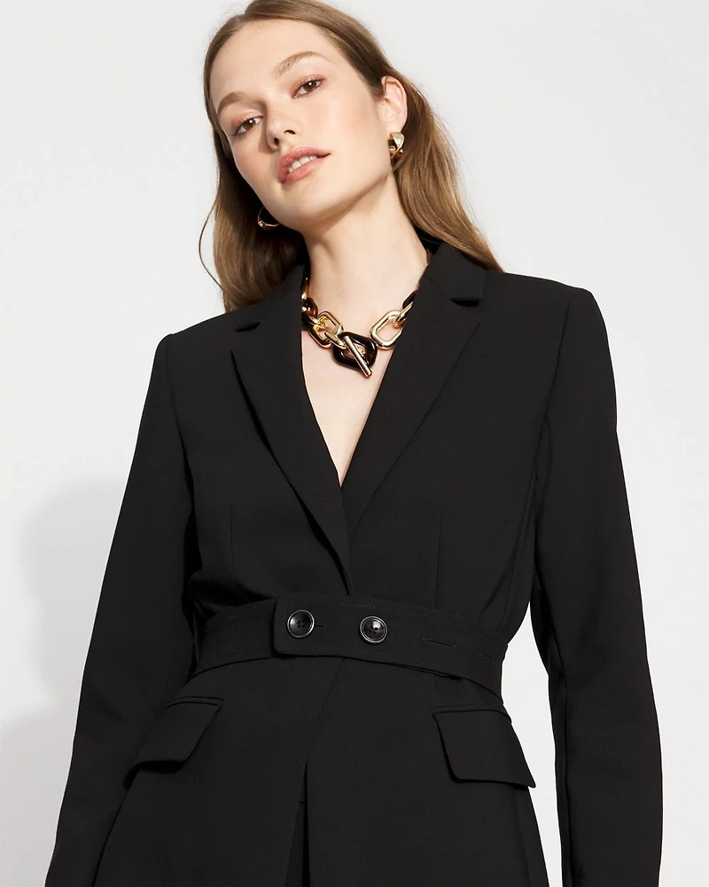 Belted One-Button Blazer