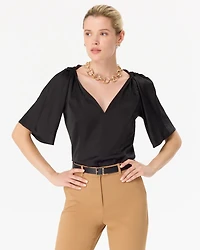 Satin Twist-Shoulder Top