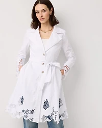 Embroidered Cutwork Trench Coat