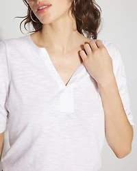 Ruched Sleeve Cotton + Modal Slub Tee