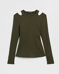 WHBM® FORME Long Sleeve Cutout Ribbed Top