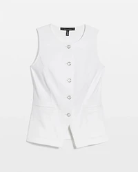 Denim Button Front Vest