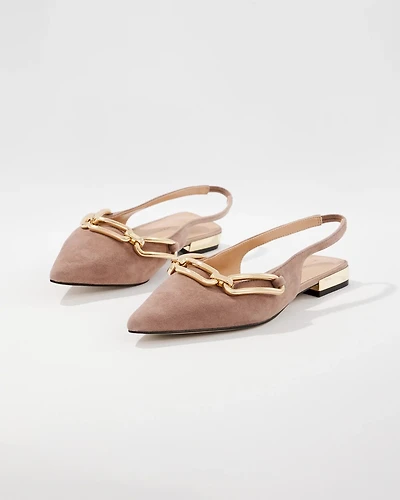 Suede Chain-Detail Slingback