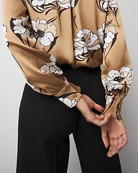 Long Sleeve Cuff Satin Shirt
