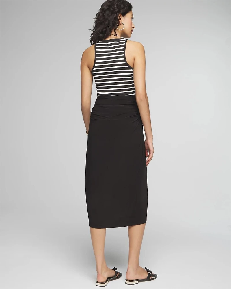 Petite Ruched Matte Jersey Surplice Skirt