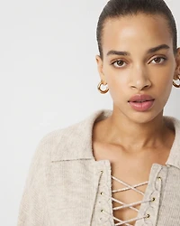 Lace Up Collared Sweater