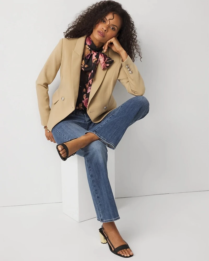 Petite Cropped Double Button Blazer