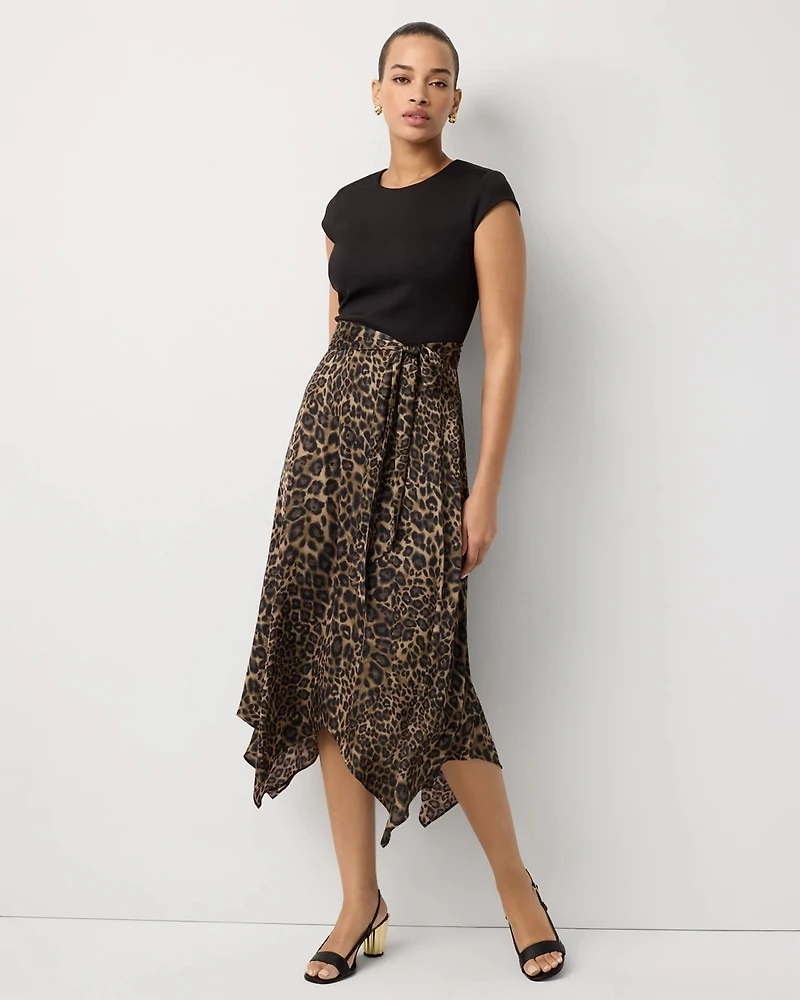 Petite Satin Handkerchief Hem Dress