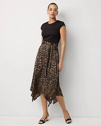 Petite Satin Handkerchief Hem Dress