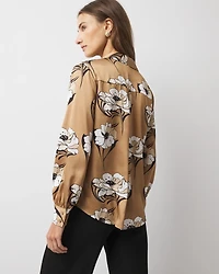 Long Sleeve Cuff Satin Shirt