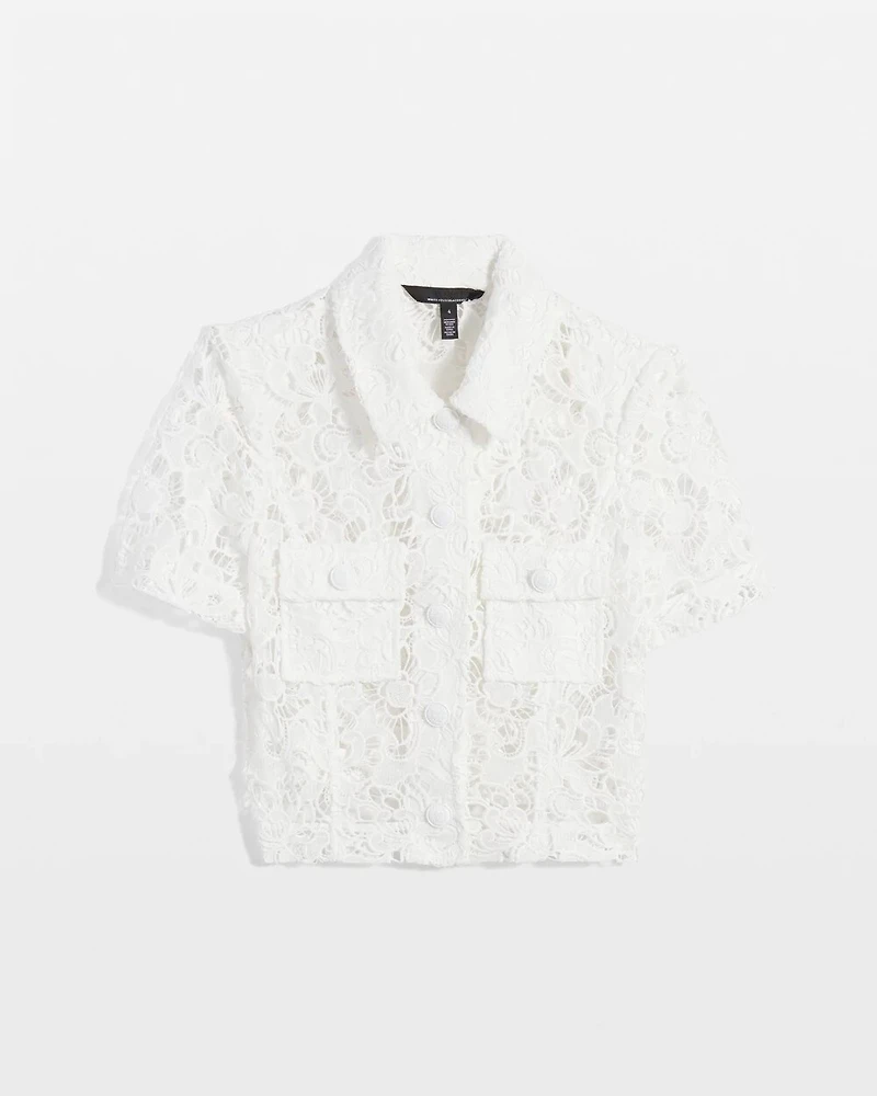 Petite Short-Sleeve Lace Jacket