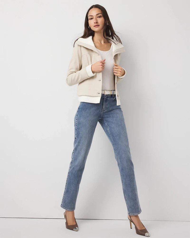 Petite Sweater Trim Jacket