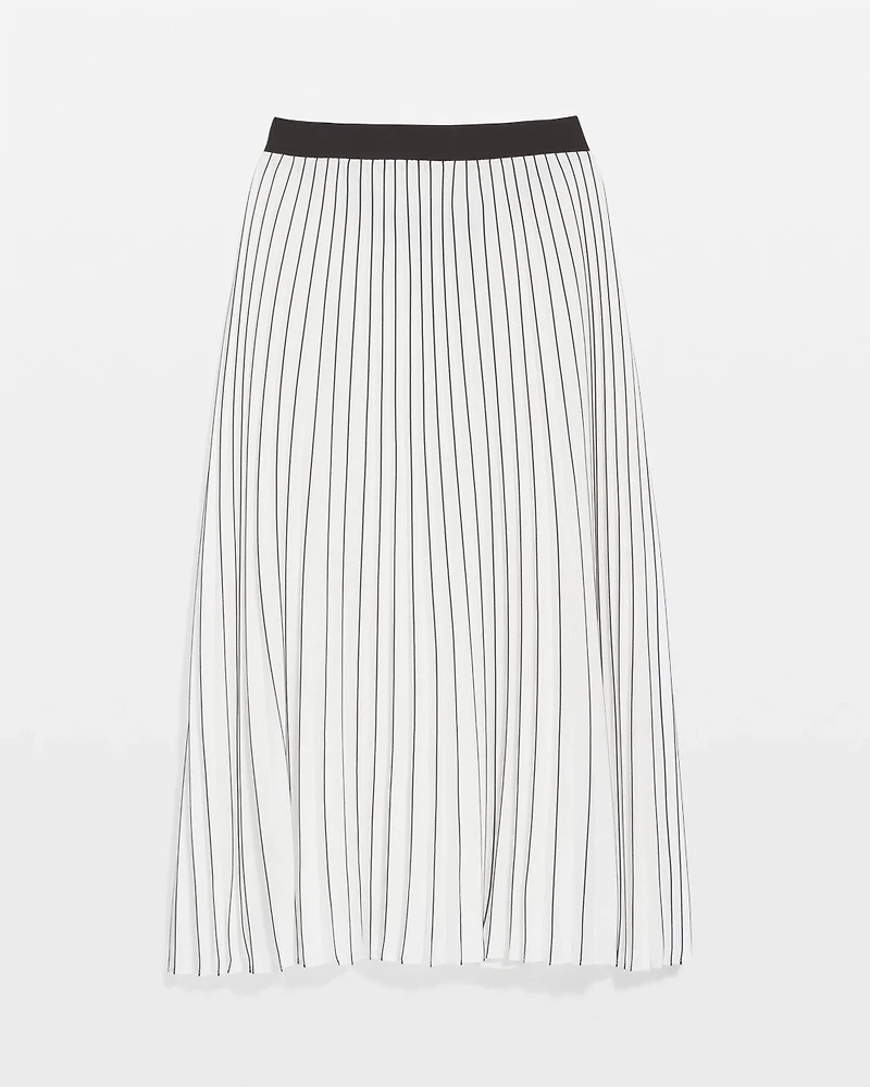 Smocked Pleated Midi Skirt