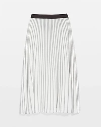 Smocked Pleated Midi Skirt