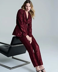 Zoey Sequin Velvet Straight Pant