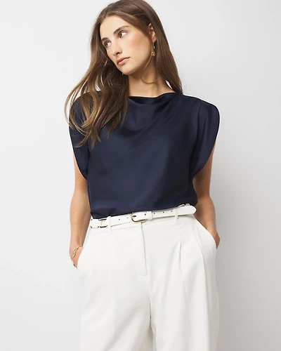 Satin Petal Sleeve Blouse