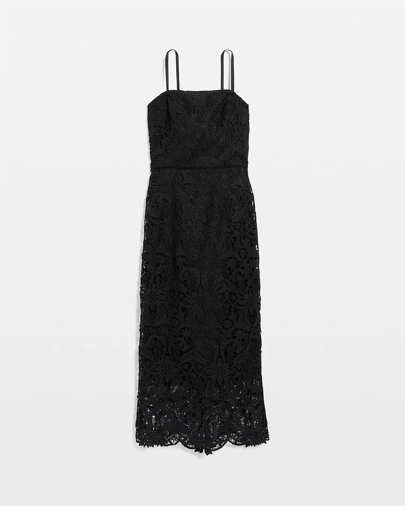 Strapless Lace Midi Dress