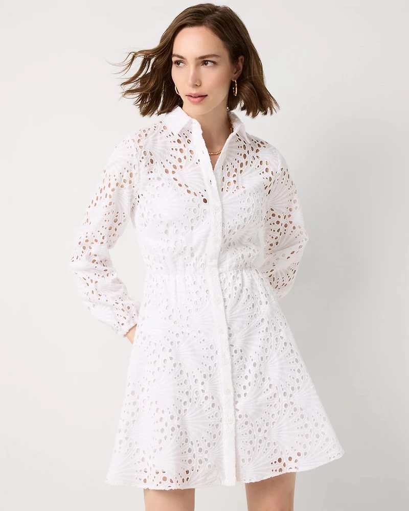 Eyelet Long Sleeve Cotton Dress