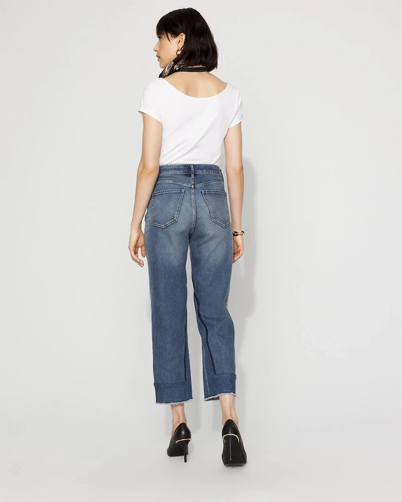 High-Rise Pieced Straight Leg Jean