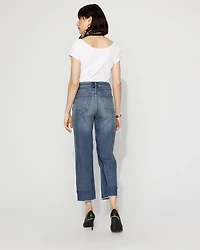 High-Rise Pieced Straight Leg Jean