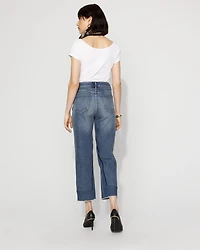 High-Rise Pieced Straight Leg Jean