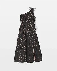 One-Shoulder Lace Midi Dress