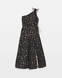 One-Shoulder Lace Midi Dress