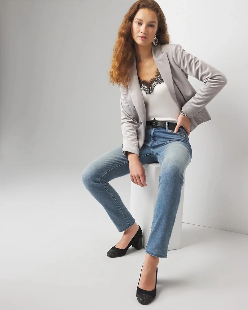 Cropped Velvet Blazer