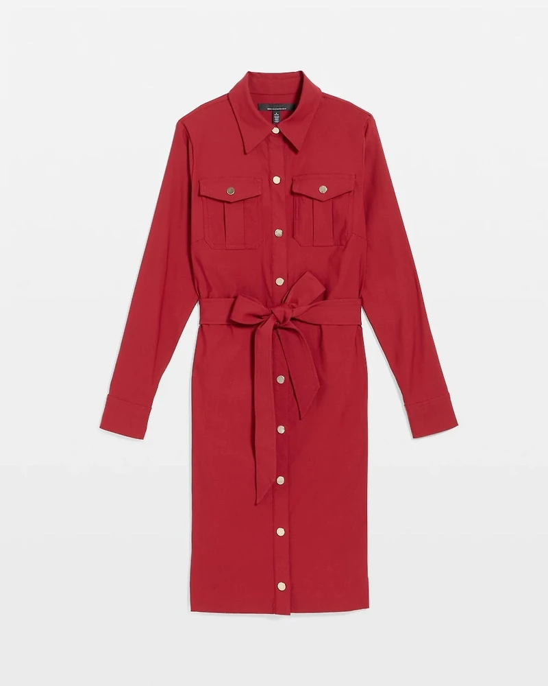 Petite Long Sleeve Shirt Dress