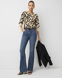 Jacquard Puff Sleeve Sweater