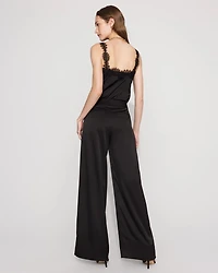 Pleated Ultra-Wide Leg Satin Pant