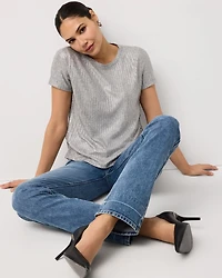 Shimmery Side Button Tee