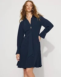Tie-Neck Twill Shirt Dress
