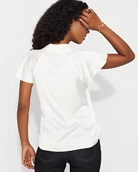 Flutter-Sleeve Satin Shirt