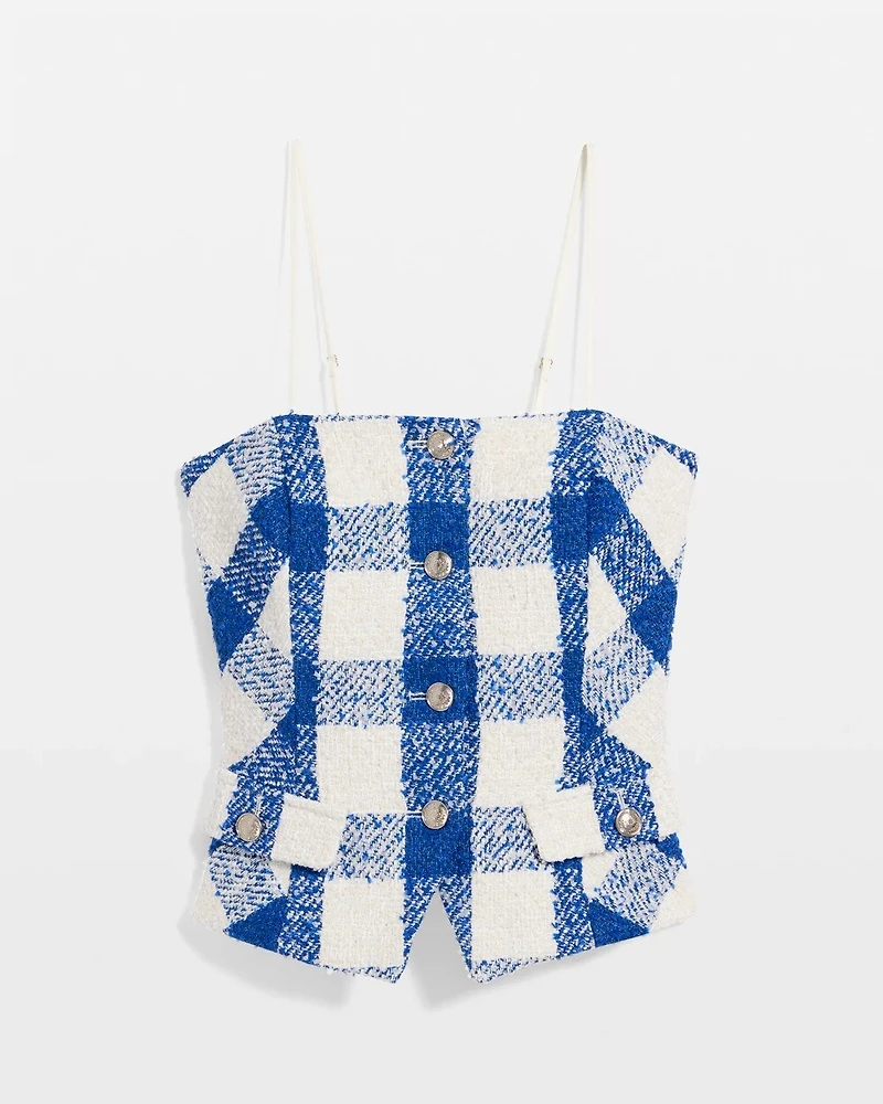 Petite Bouclé Plaid Bustier