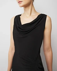 Cowl Neck Ruched Midi Dress