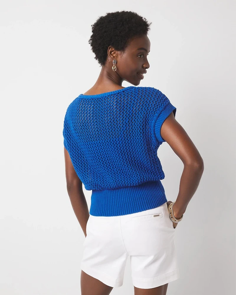Open Stitch Banded Bottom Sweater