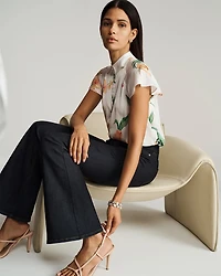 Flutter-Sleeve Satin Shirt