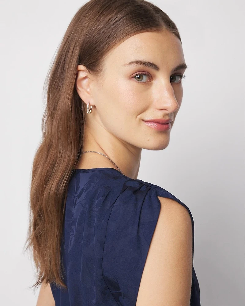 Sleeveless Ruched Shoulder Shell Top